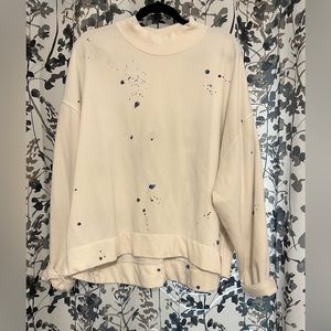 White and blue sweater